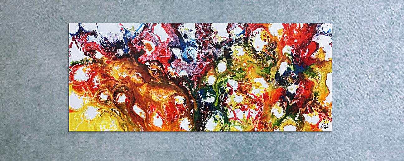 Farbenfrohes abstraktes Acrylgemälde sehr bunt und modern und freundlich