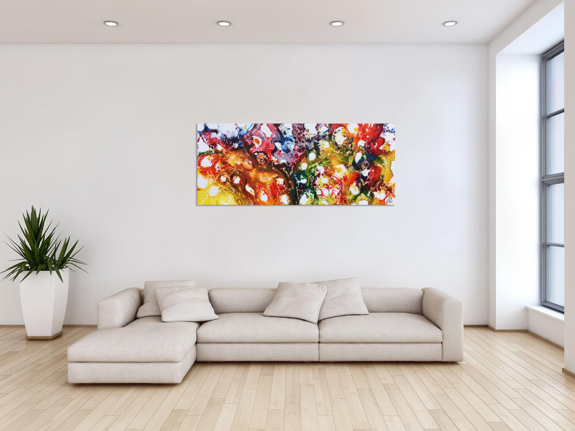 Farbenfrohes abstraktes Acrylgemälde sehr bunt und modern und freundlich