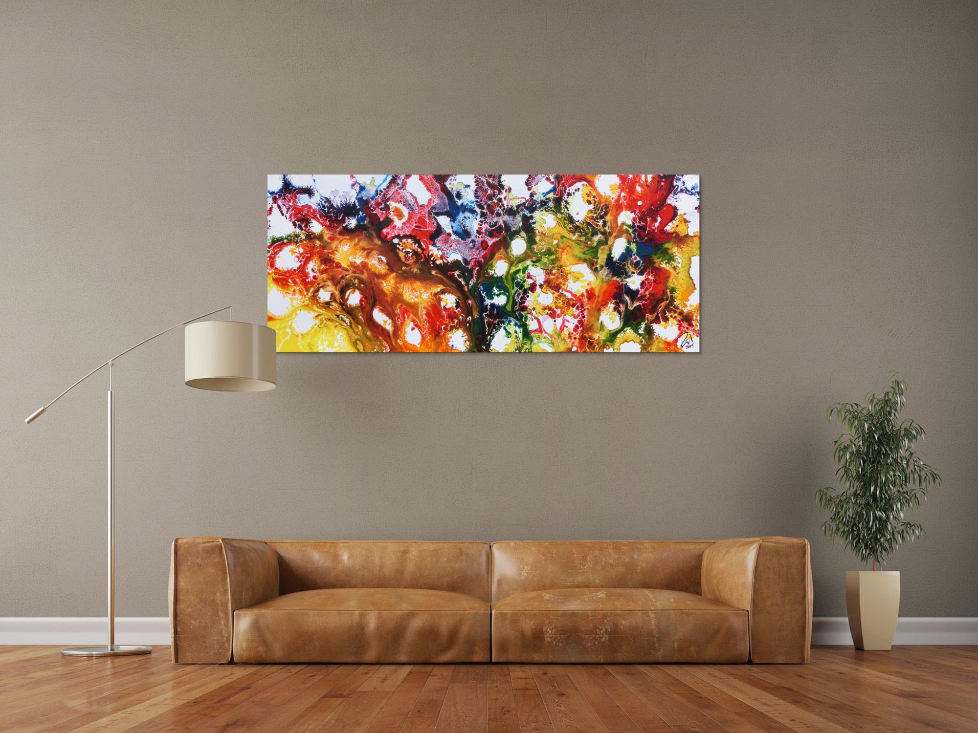 Farbenfrohes abstraktes Acrylgemälde sehr bunt und modern und freundlich