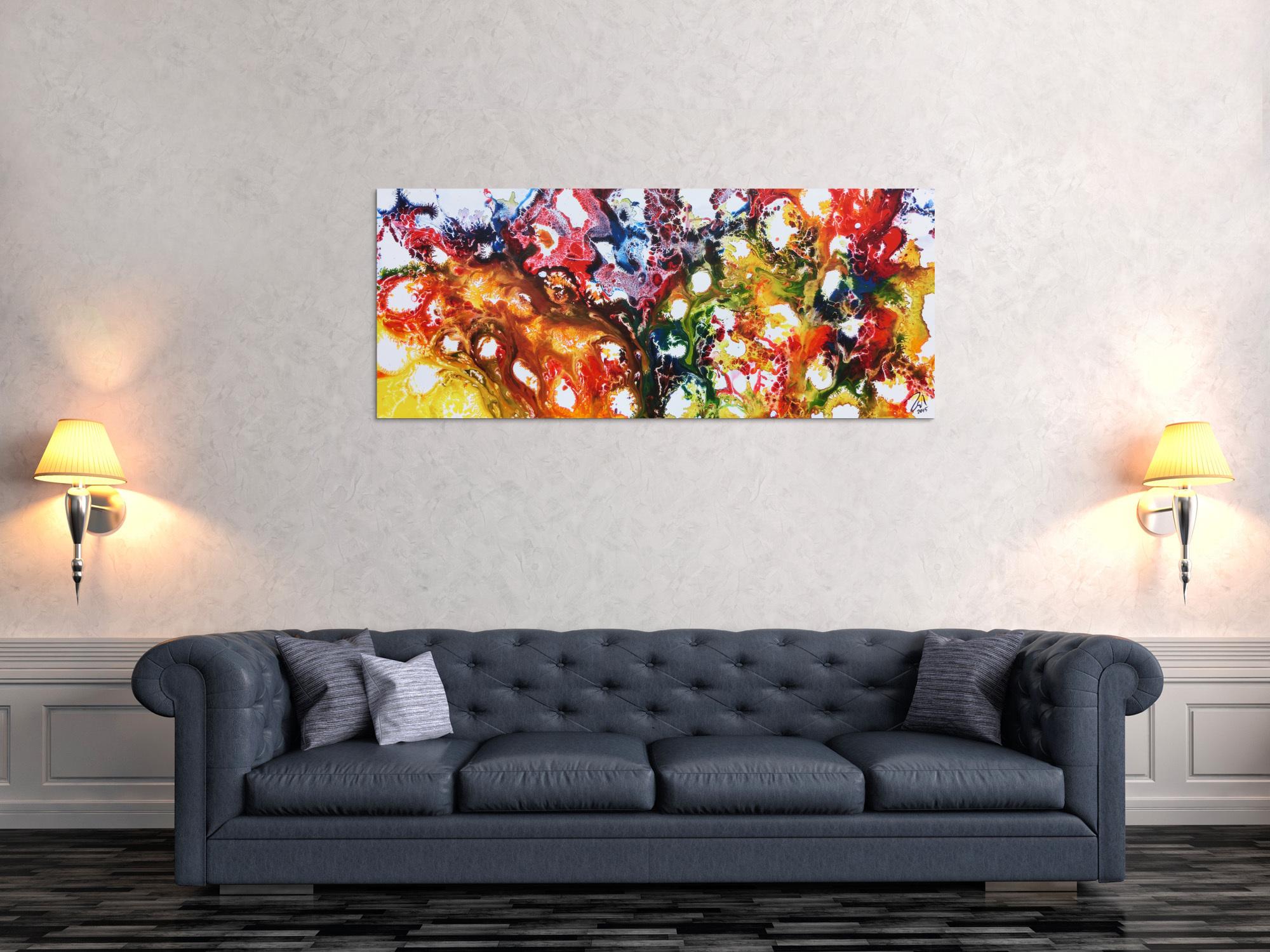 Farbenfrohes abstraktes Acrylgemälde sehr bunt und modern und freundlich