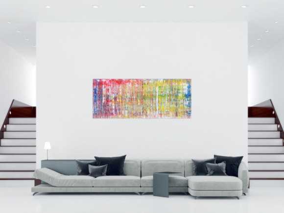 Modernes abstraktes Acrylgemälde mit vielen Farben in Spachteltechnik