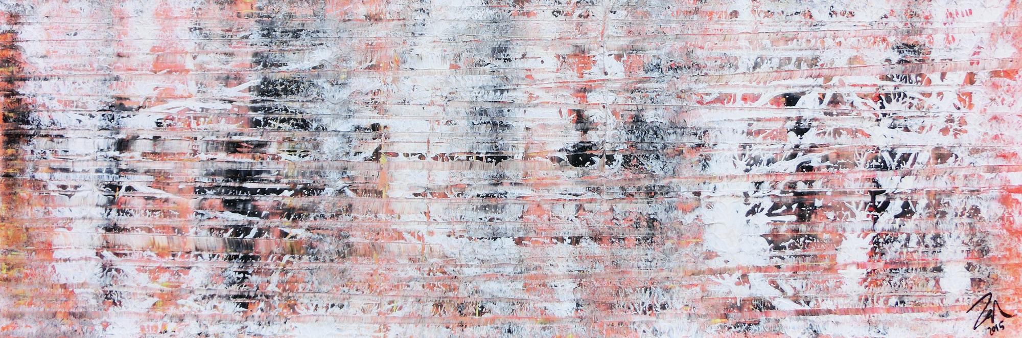 Modernes abstraktes Acrylgemälde in hellen orange Tönen