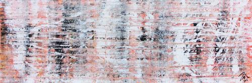 Modernes abstraktes Acrylgemälde in hellen orange Tönen