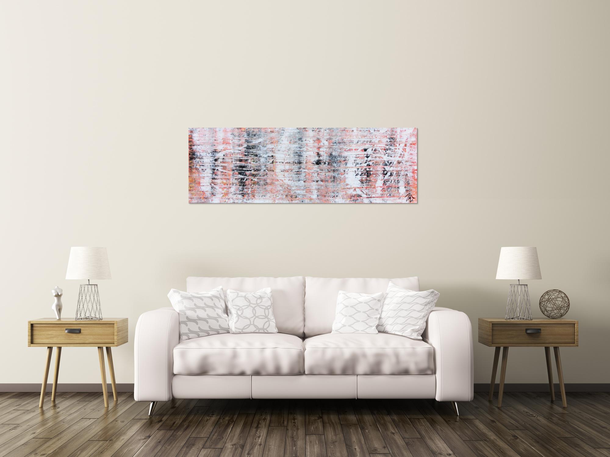 Modernes abstraktes Acrylgemälde in hellen orange Tönen