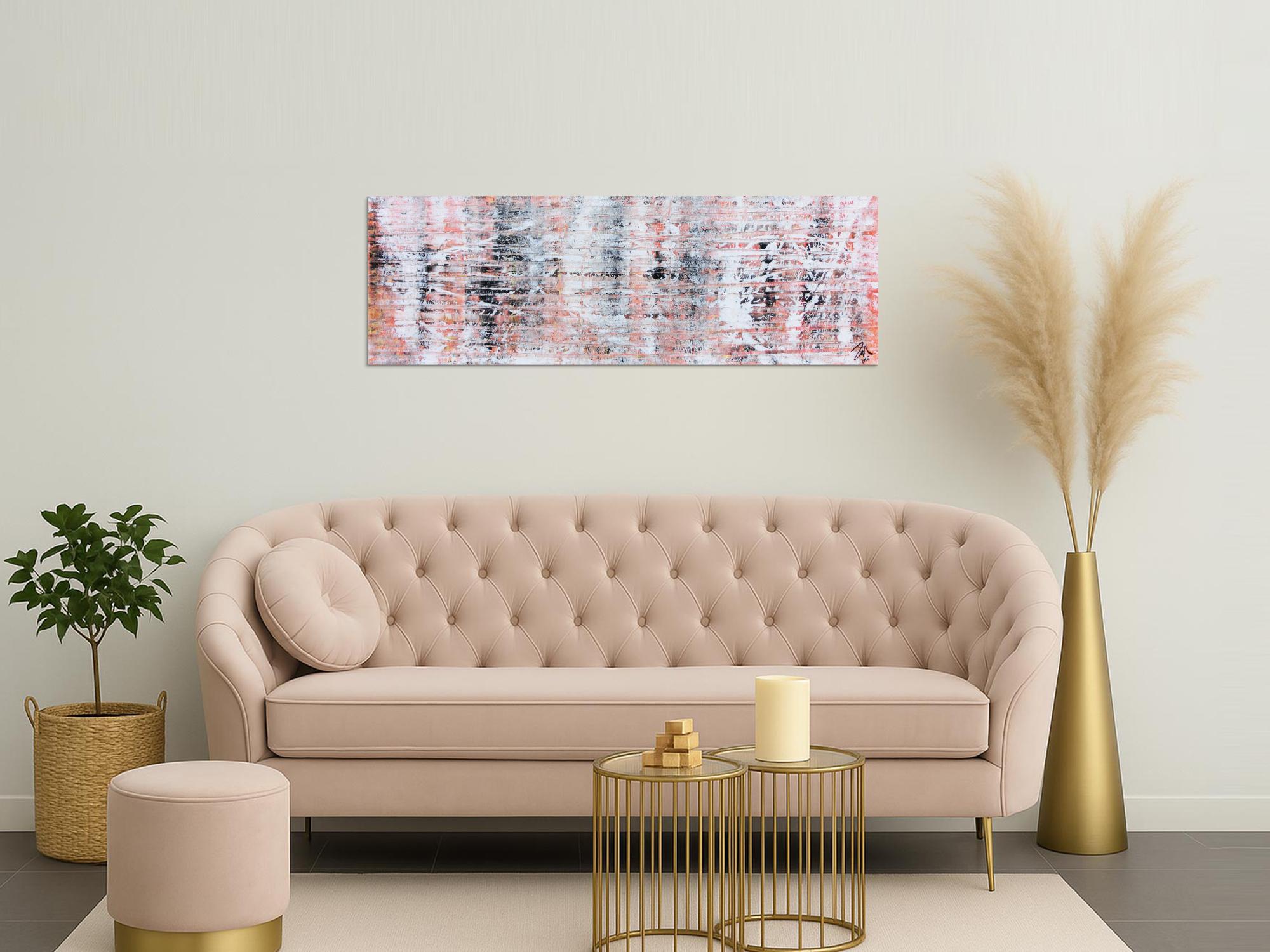 Modernes abstraktes Acrylgemälde in hellen orange Tönen