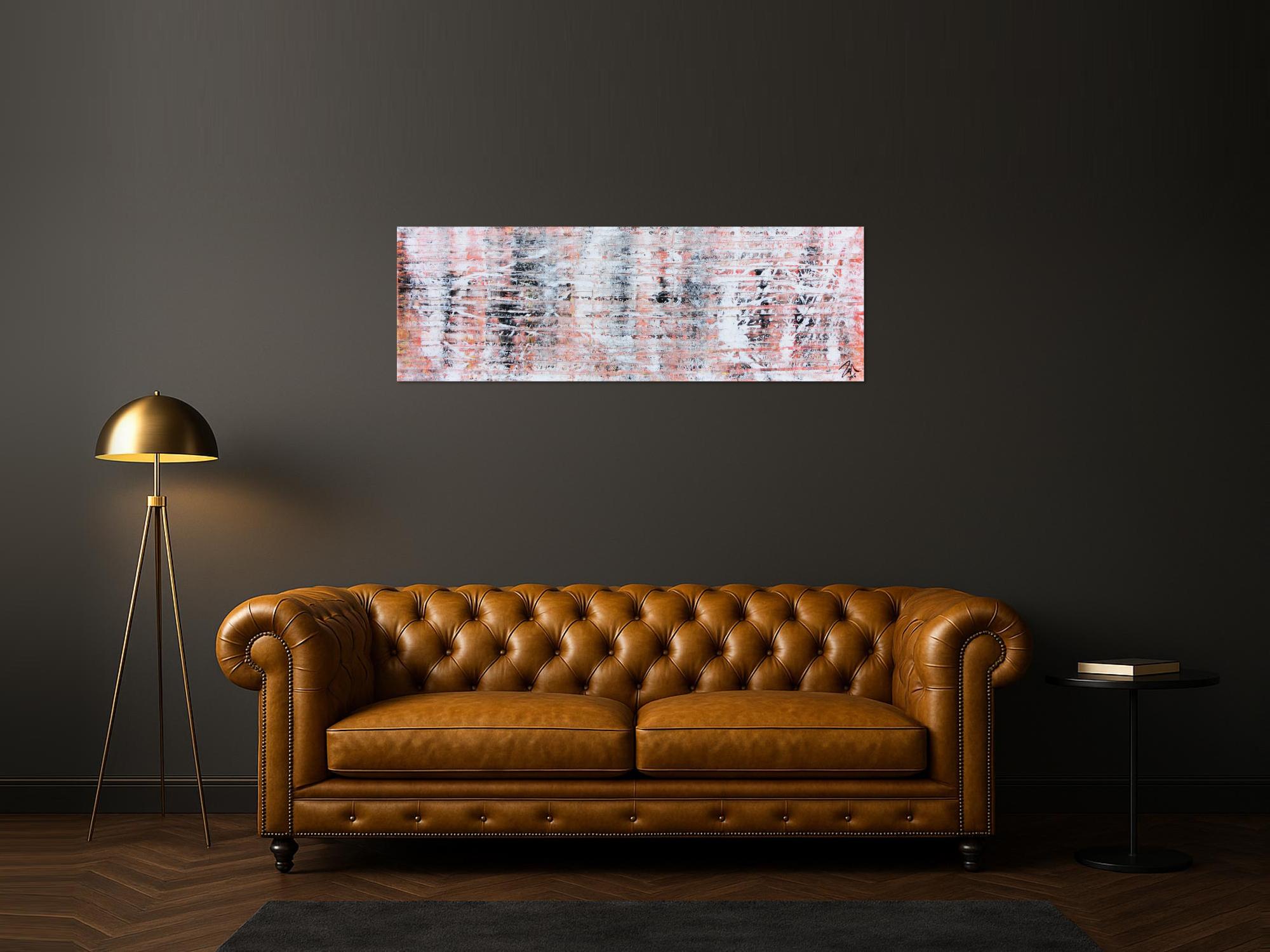 Modernes abstraktes Acrylgemälde in hellen orange Tönen