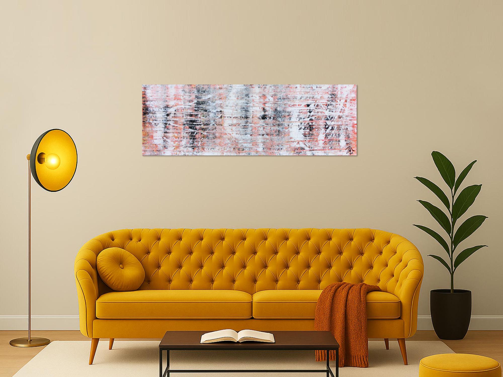 Modernes abstraktes Acrylgemälde in hellen orange Tönen