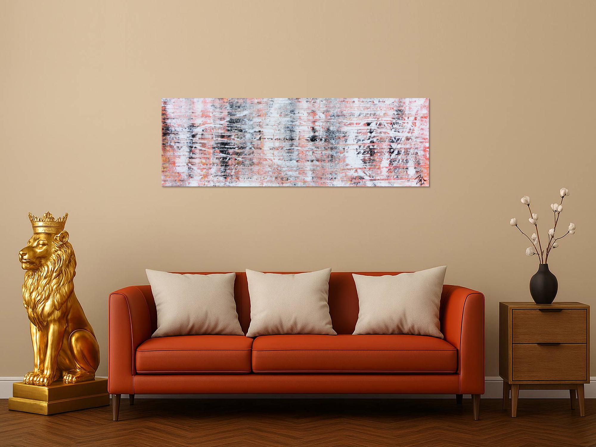 Modernes abstraktes Acrylgemälde in hellen orange Tönen