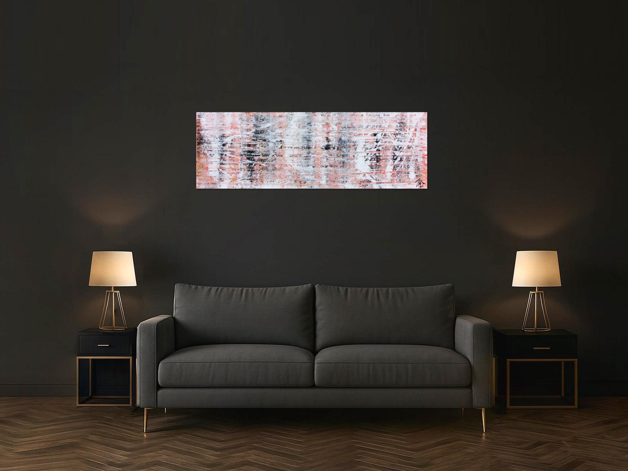 Modernes abstraktes Acrylgemälde in hellen orange Tönen