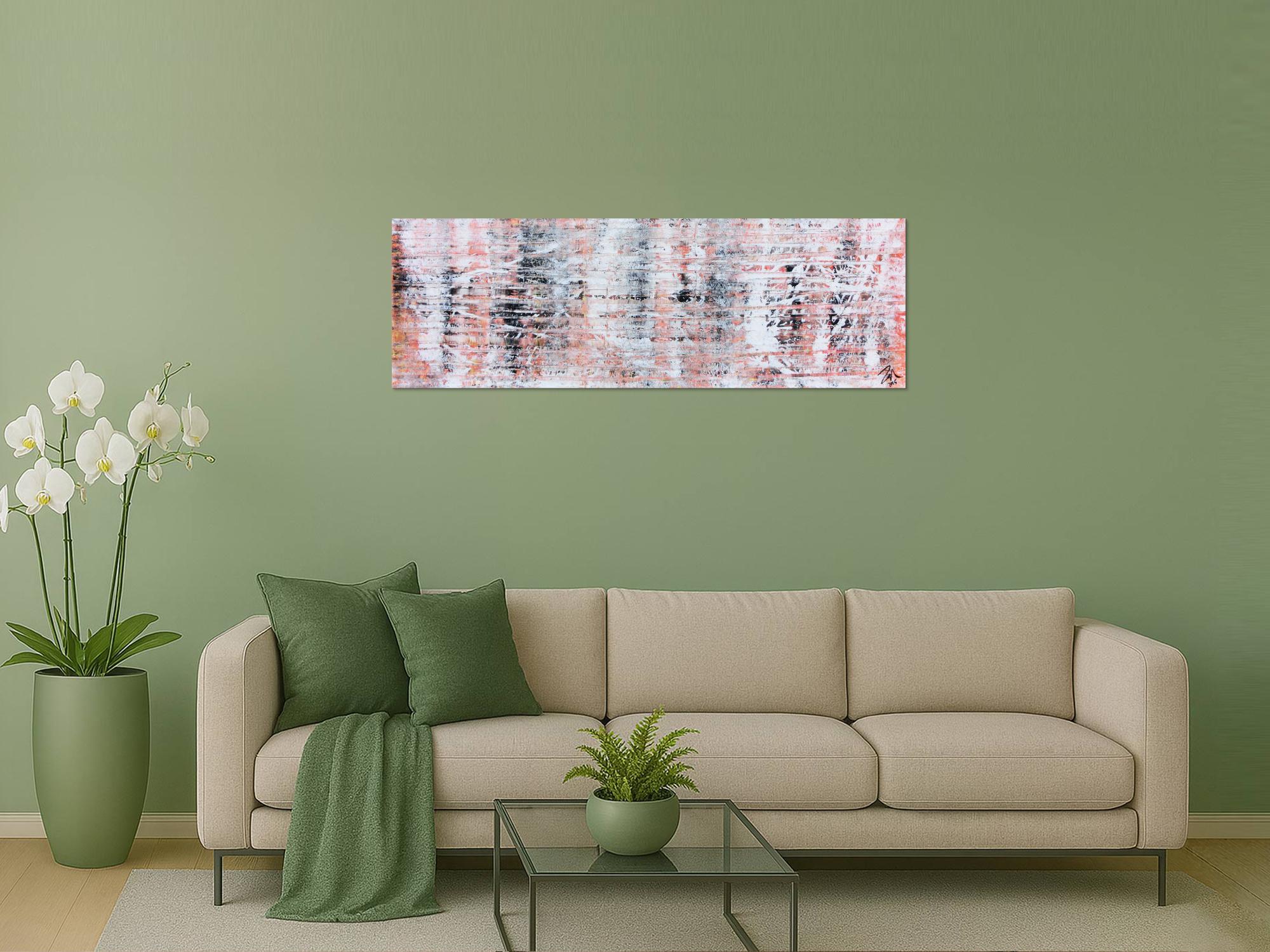 Modernes abstraktes Acrylgemälde in hellen orange Tönen