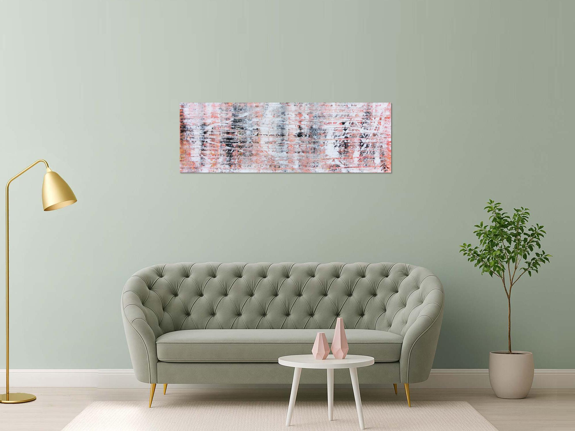 Modernes abstraktes Acrylgemälde in hellen orange Tönen