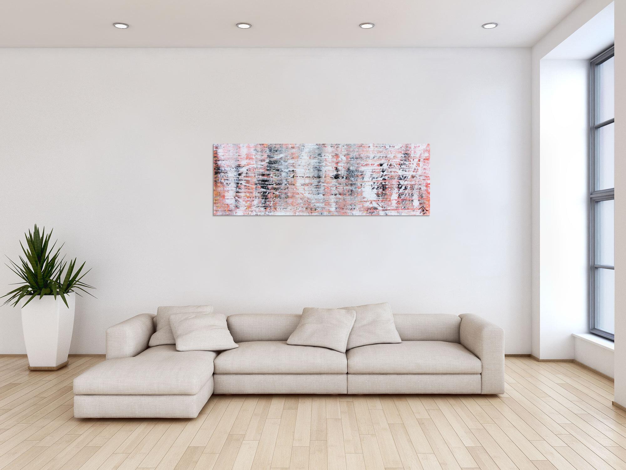 Modernes abstraktes Acrylgemälde in hellen orange Tönen