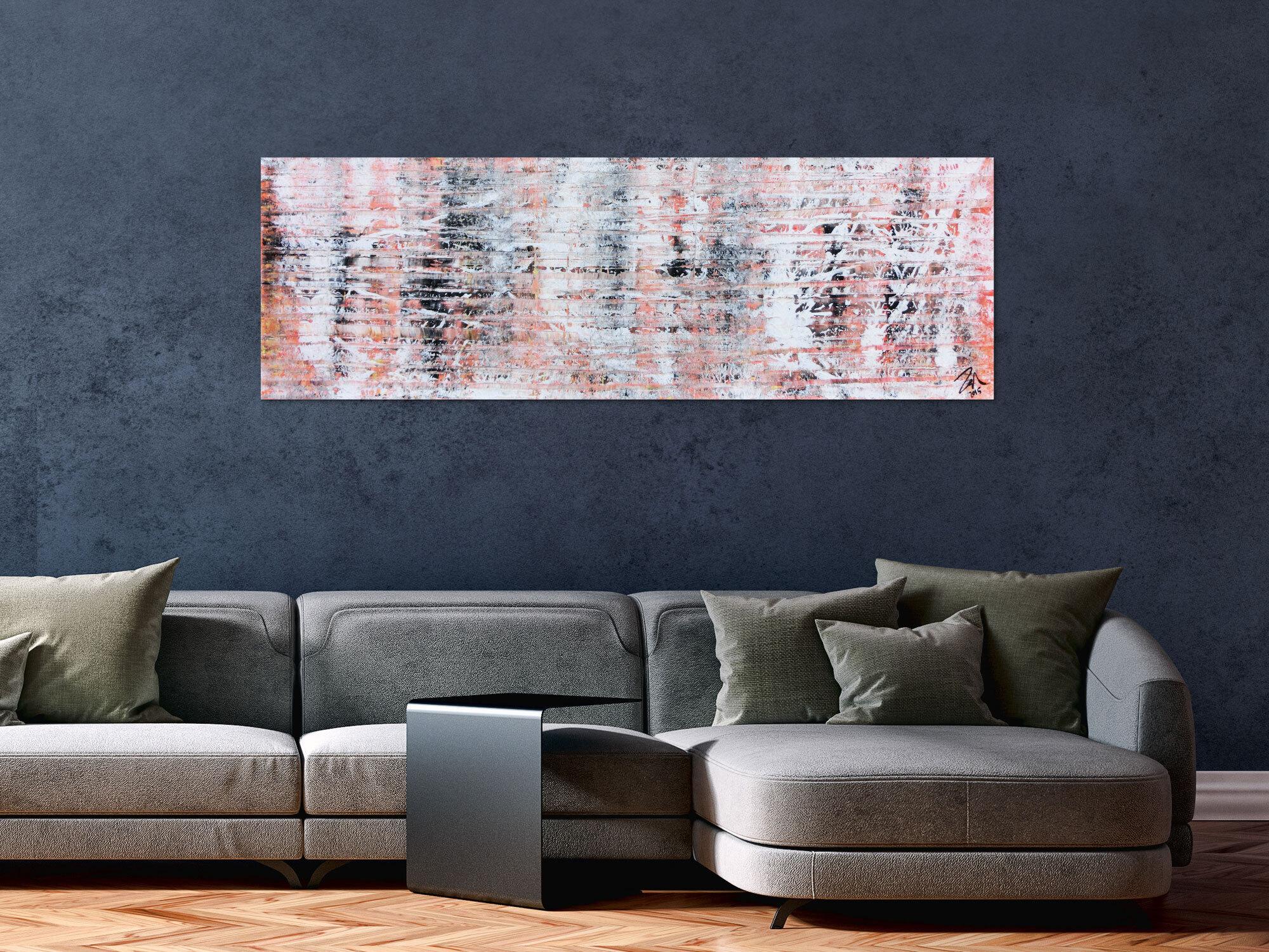 Modernes abstraktes Acrylgemälde in hellen orange Tönen