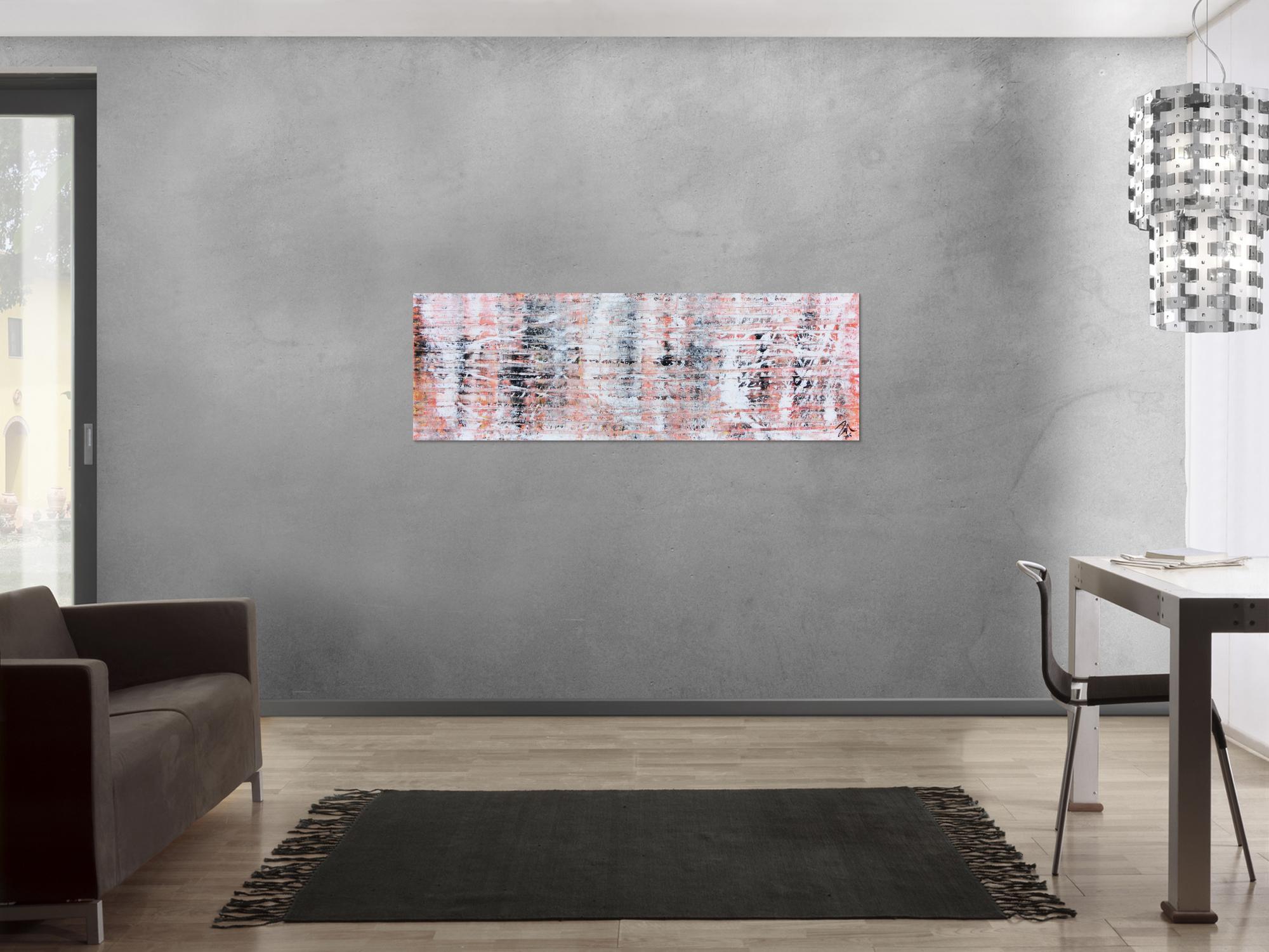 Modernes abstraktes Acrylgemälde in hellen orange Tönen