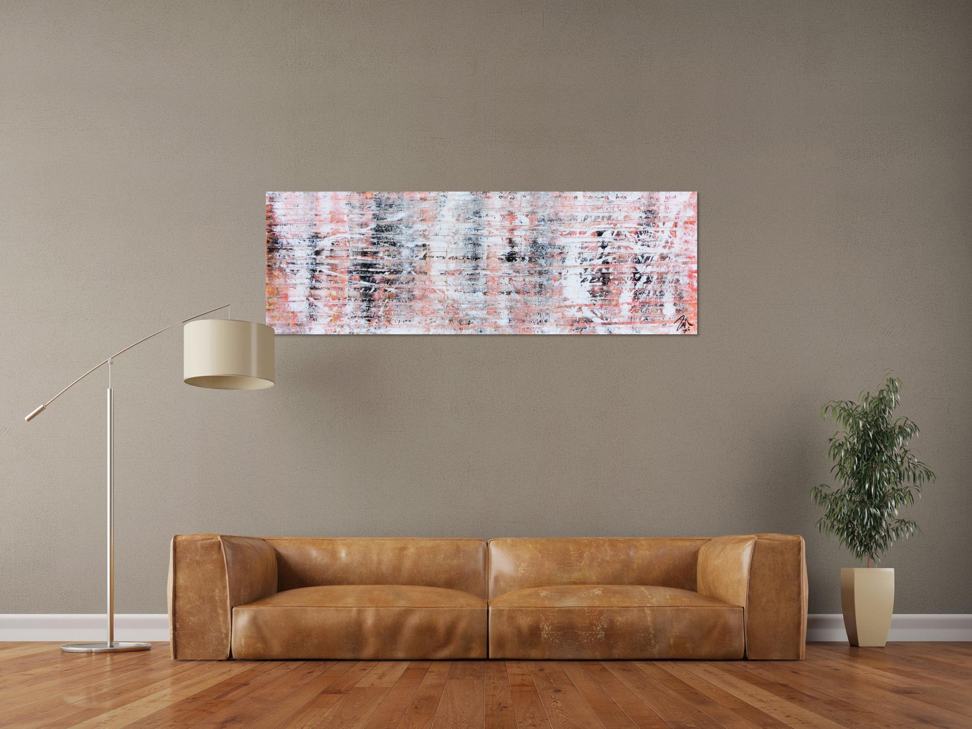 Modernes abstraktes Acrylgemälde in hellen orange Tönen