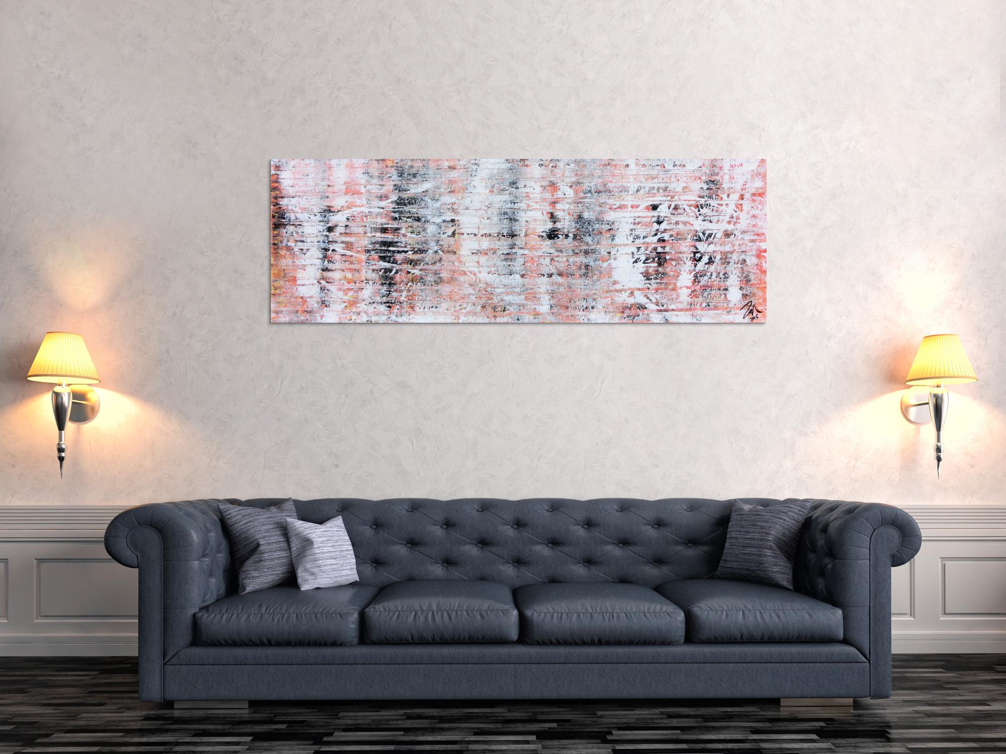 Abstraktes Kunstwerk in Rot und Orange