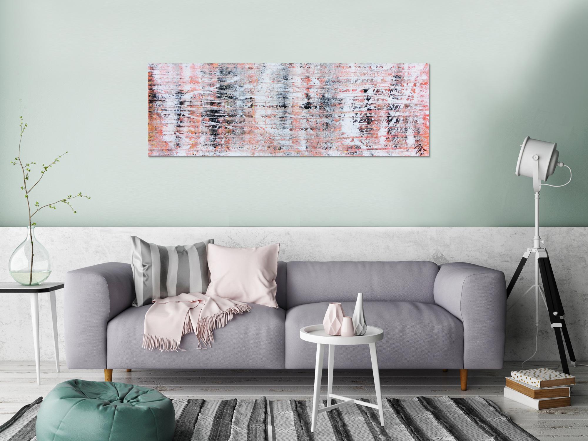 Modernes abstraktes Acrylgemälde in hellen orange Tönen