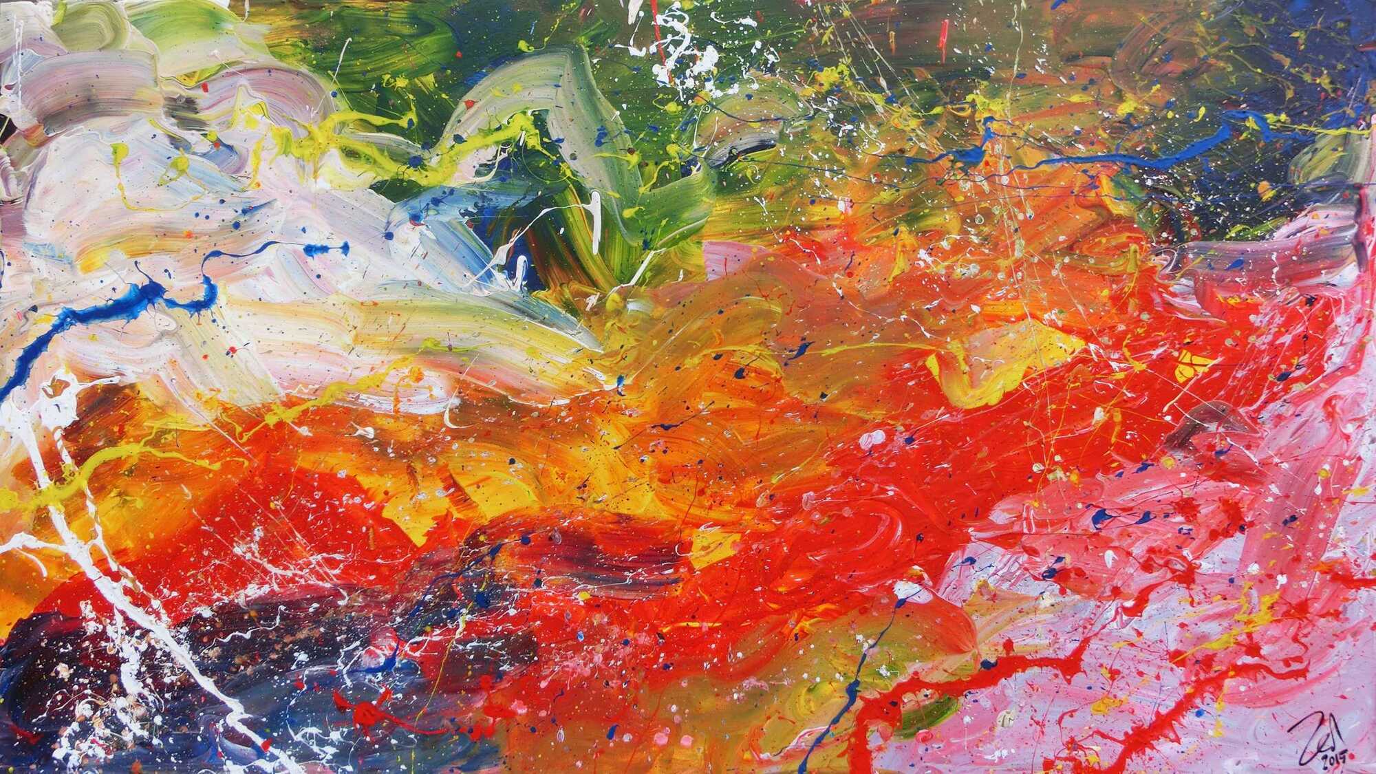 Buntes abstraktes Acrylgemälde sehr freundlch und fröhlich