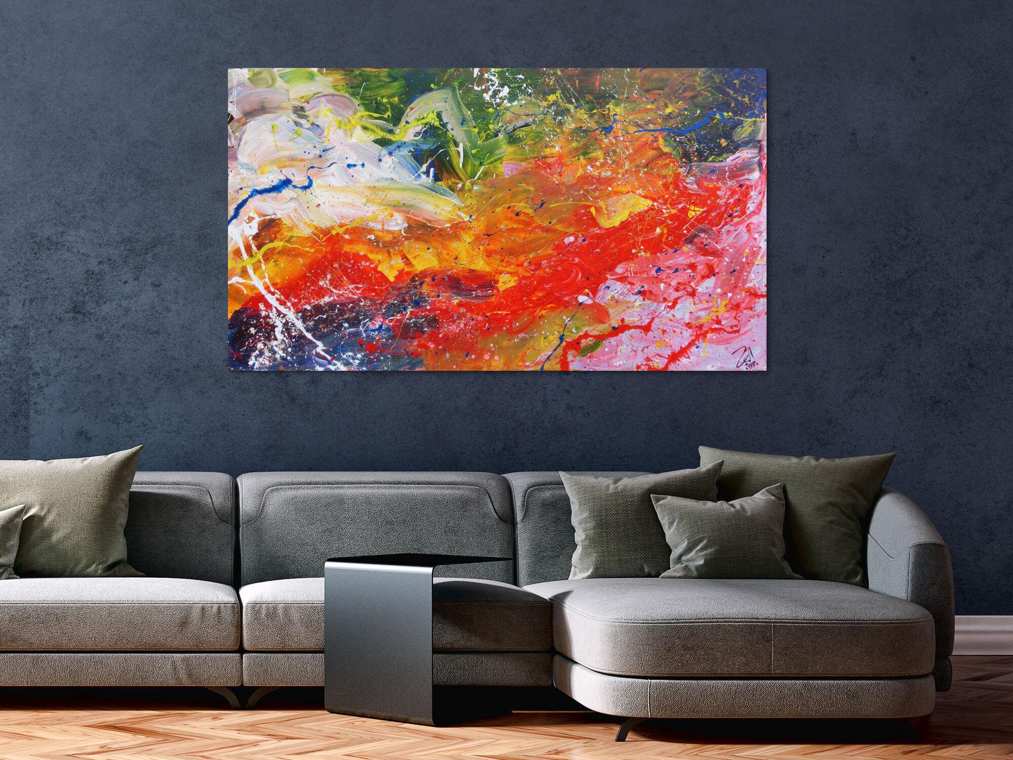 Buntes abstraktes Acrylgemälde sehr freundlch und fröhlich