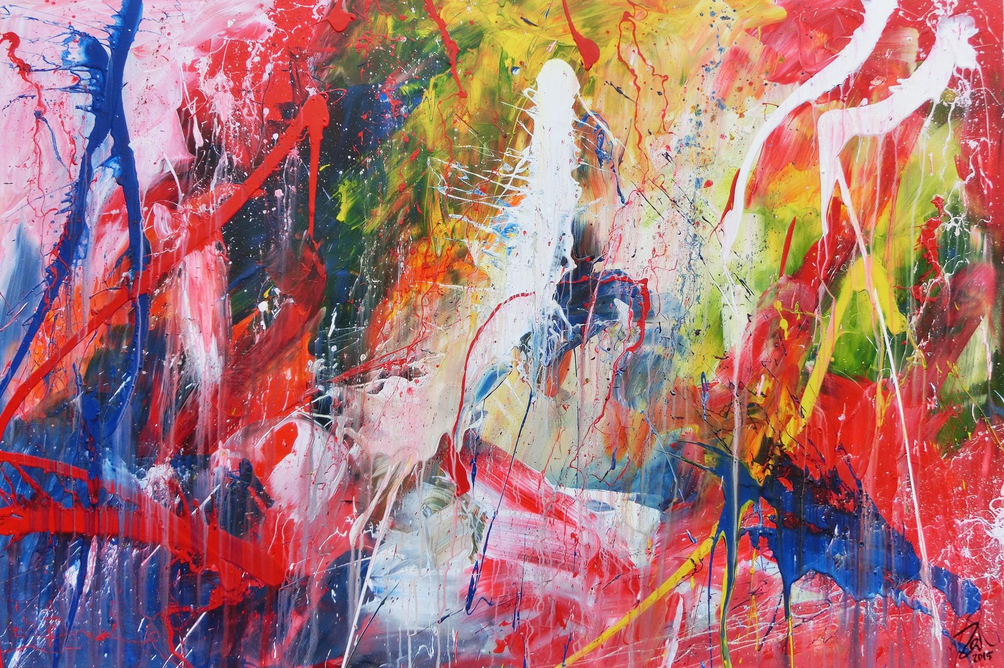 Abstraktes Acrylbild sehr bunt modern und groß