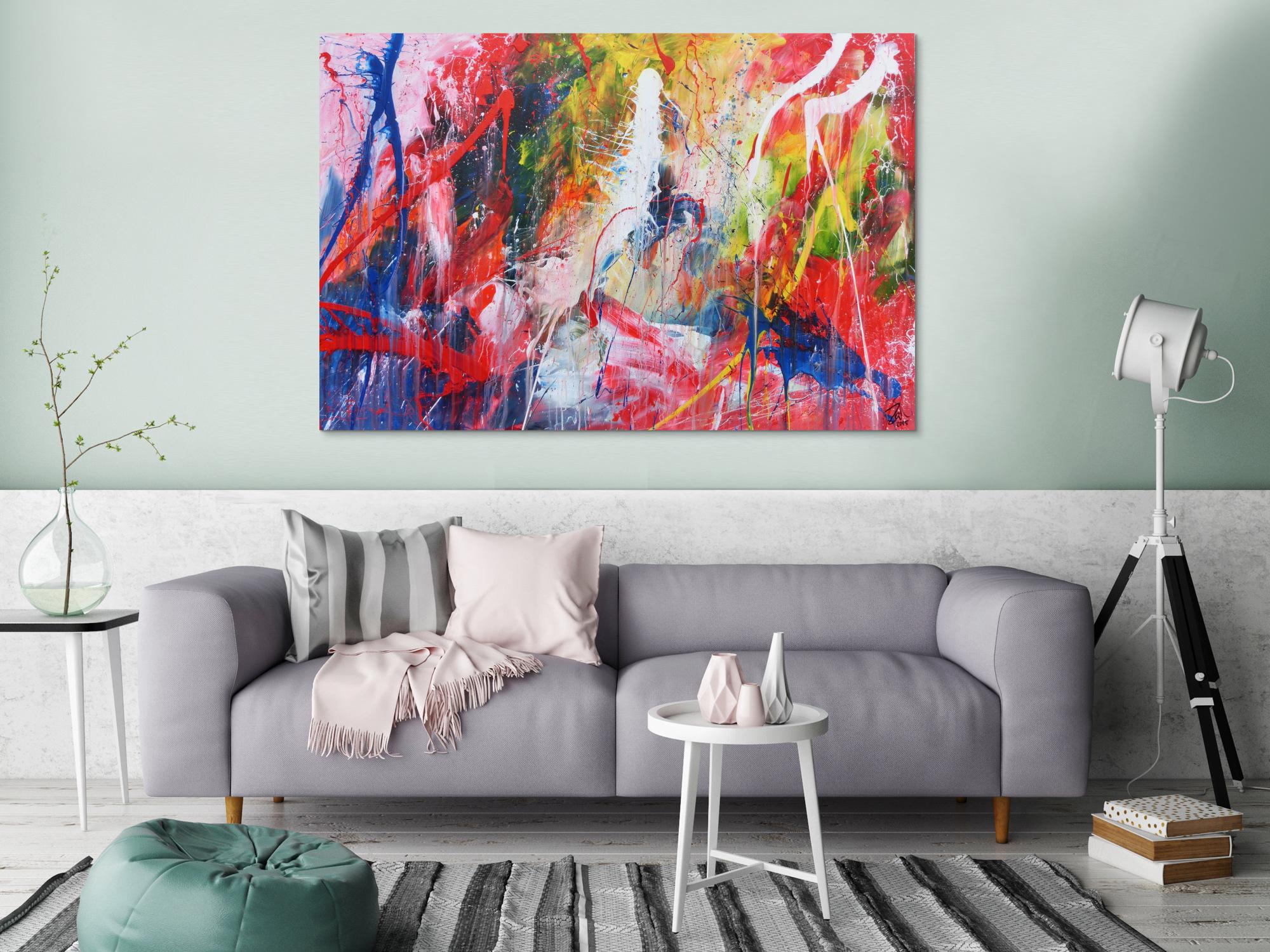 Abstraktes Acrylbild sehr bunt modern und groß