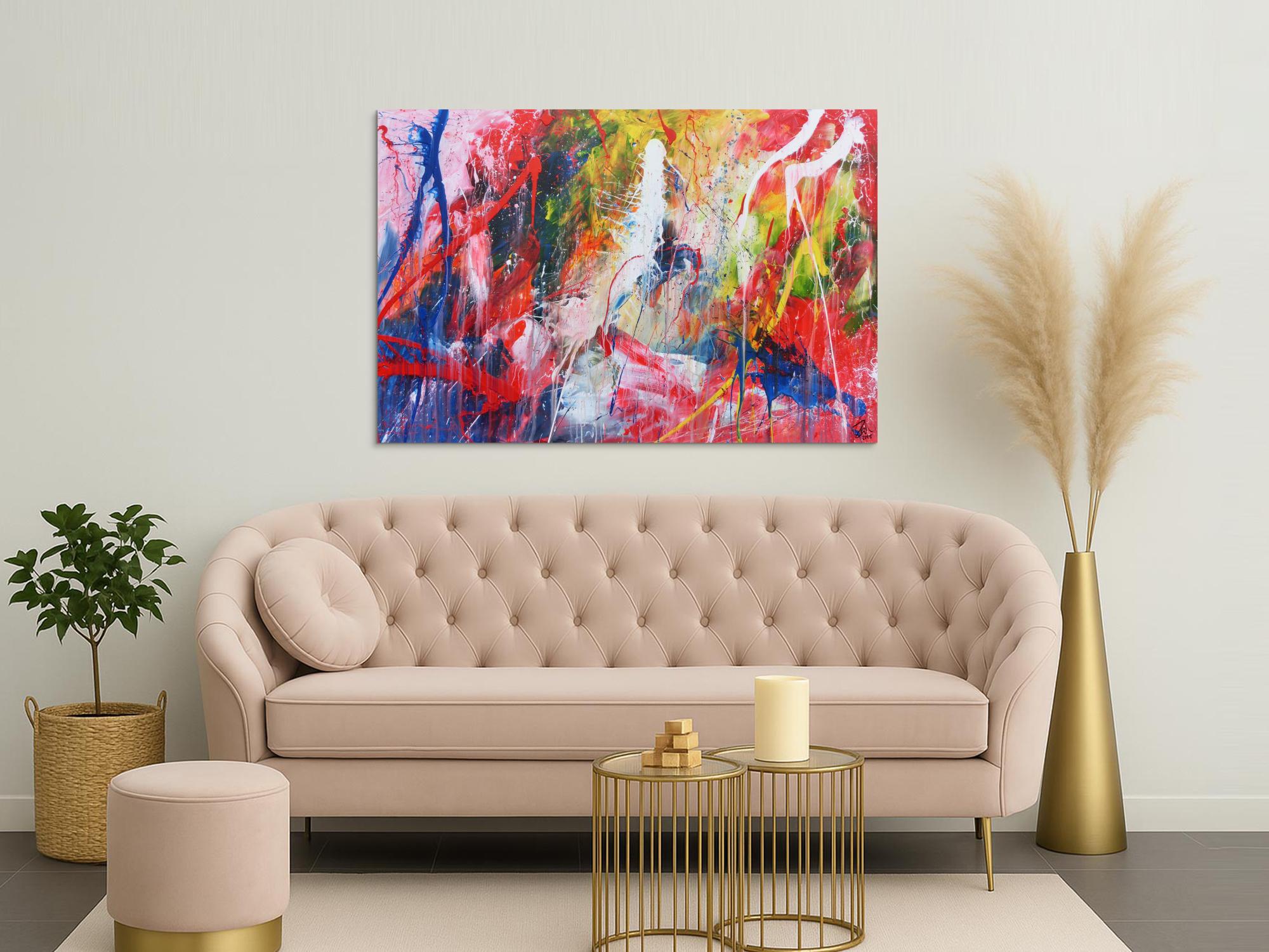 Abstraktes Acrylbild sehr bunt modern und groß