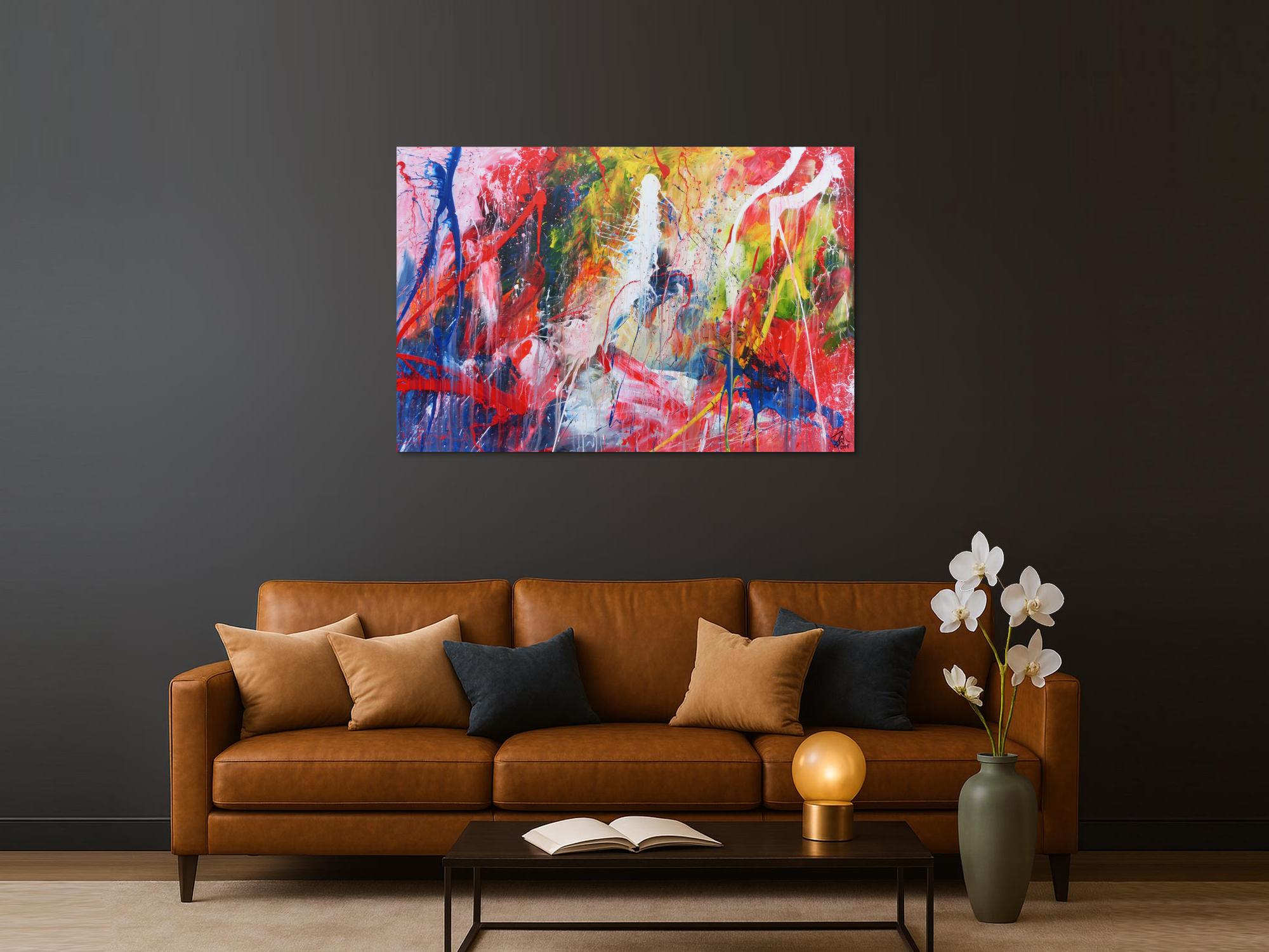 Abstraktes Acrylbild sehr bunt modern und groß