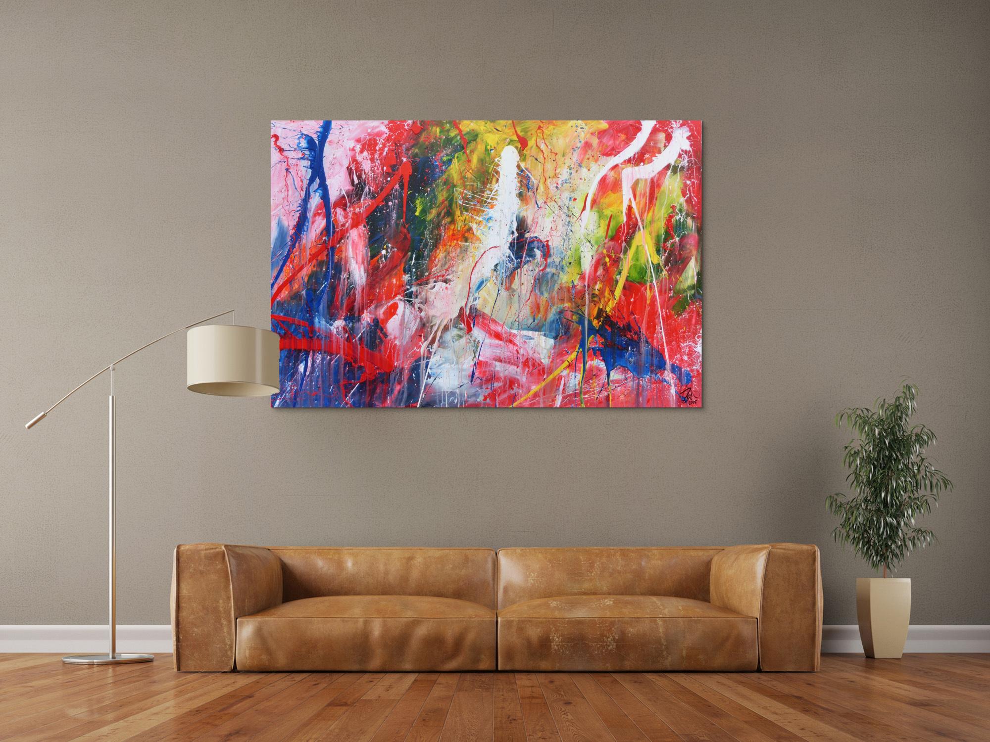 Abstraktes Acrylbild sehr bunt modern und groß