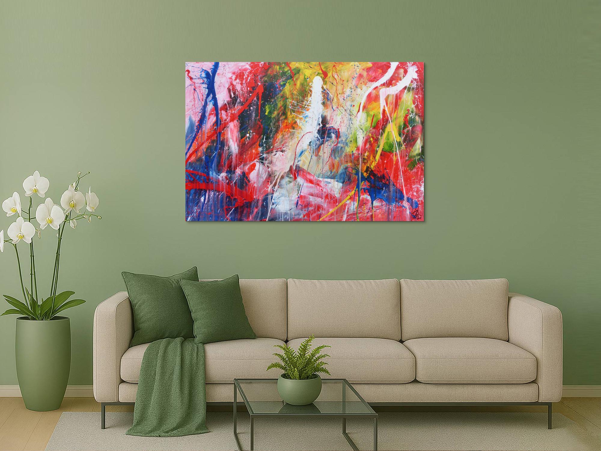 Abstraktes Acrylbild sehr bunt modern und groß