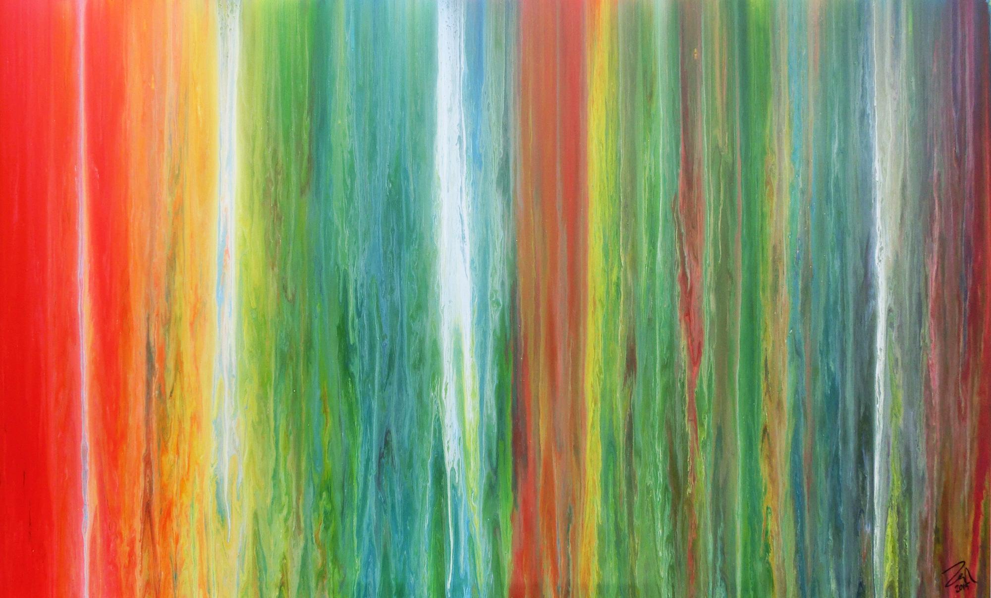 Einzigartiges und abstraktes Acrylbild aus vielen Farben sehr bunt und modern