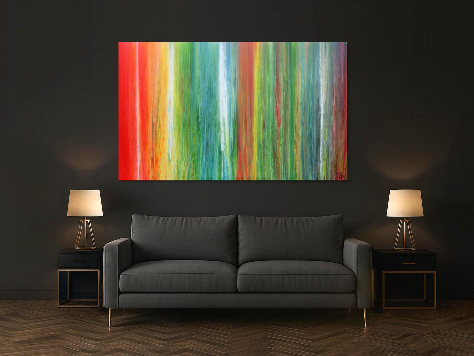 Einzigartiges und abstraktes Acrylbild aus vielen Farben sehr bunt und modern