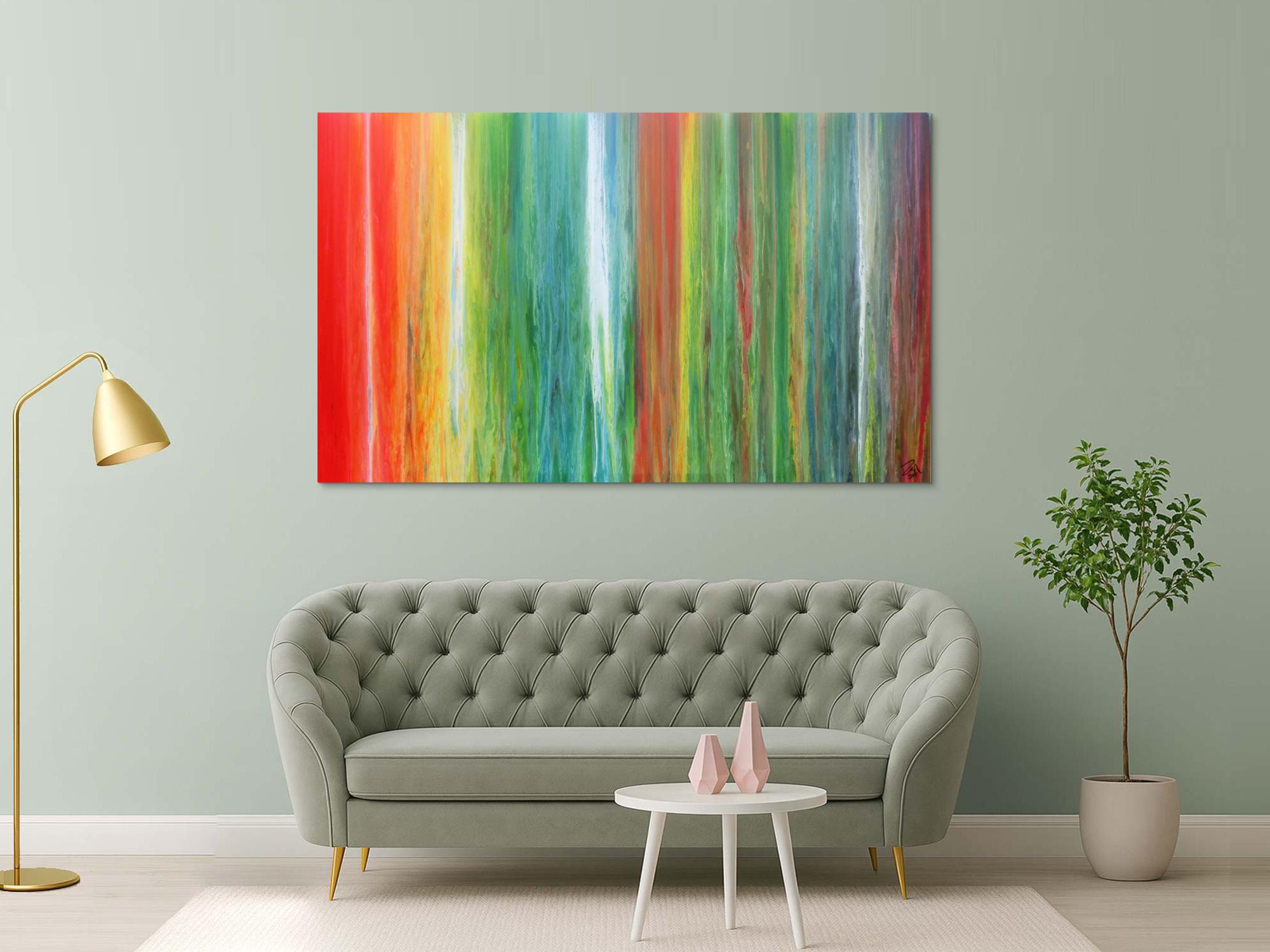 Einzigartiges und abstraktes Acrylbild aus vielen Farben sehr bunt und modern