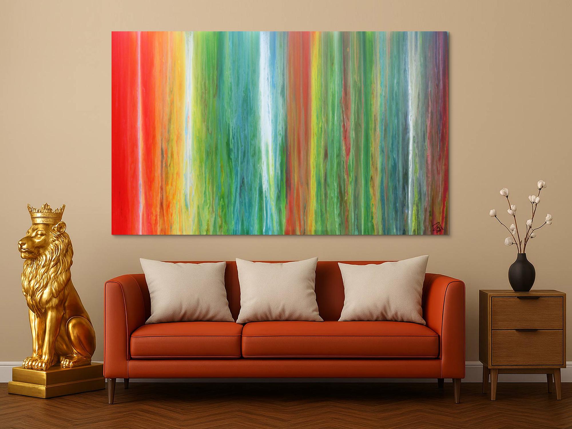 Einzigartiges und abstraktes Acrylbild aus vielen Farben sehr bunt und modern