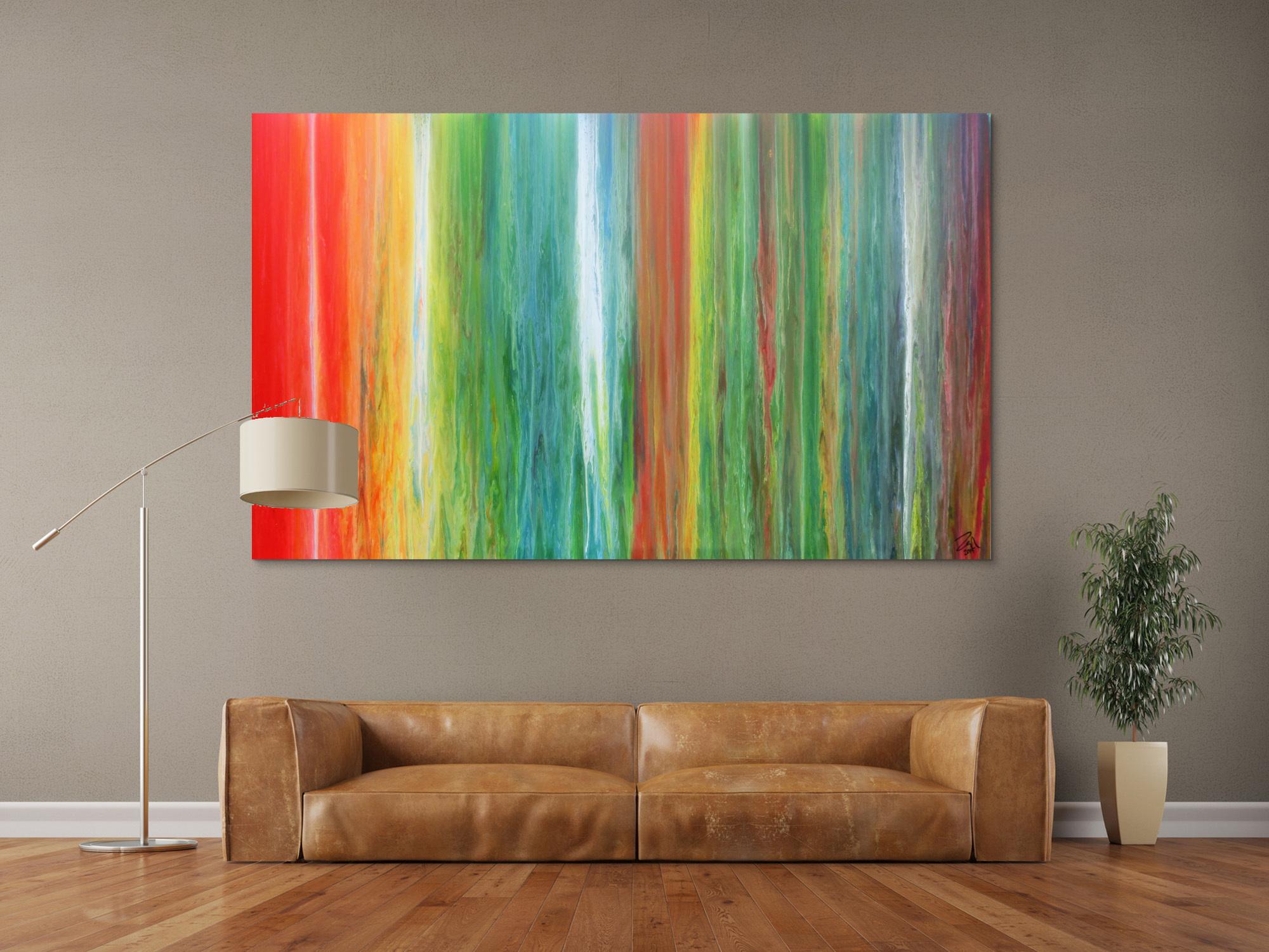 Einzigartiges und abstraktes Acrylbild aus vielen Farben sehr bunt und modern