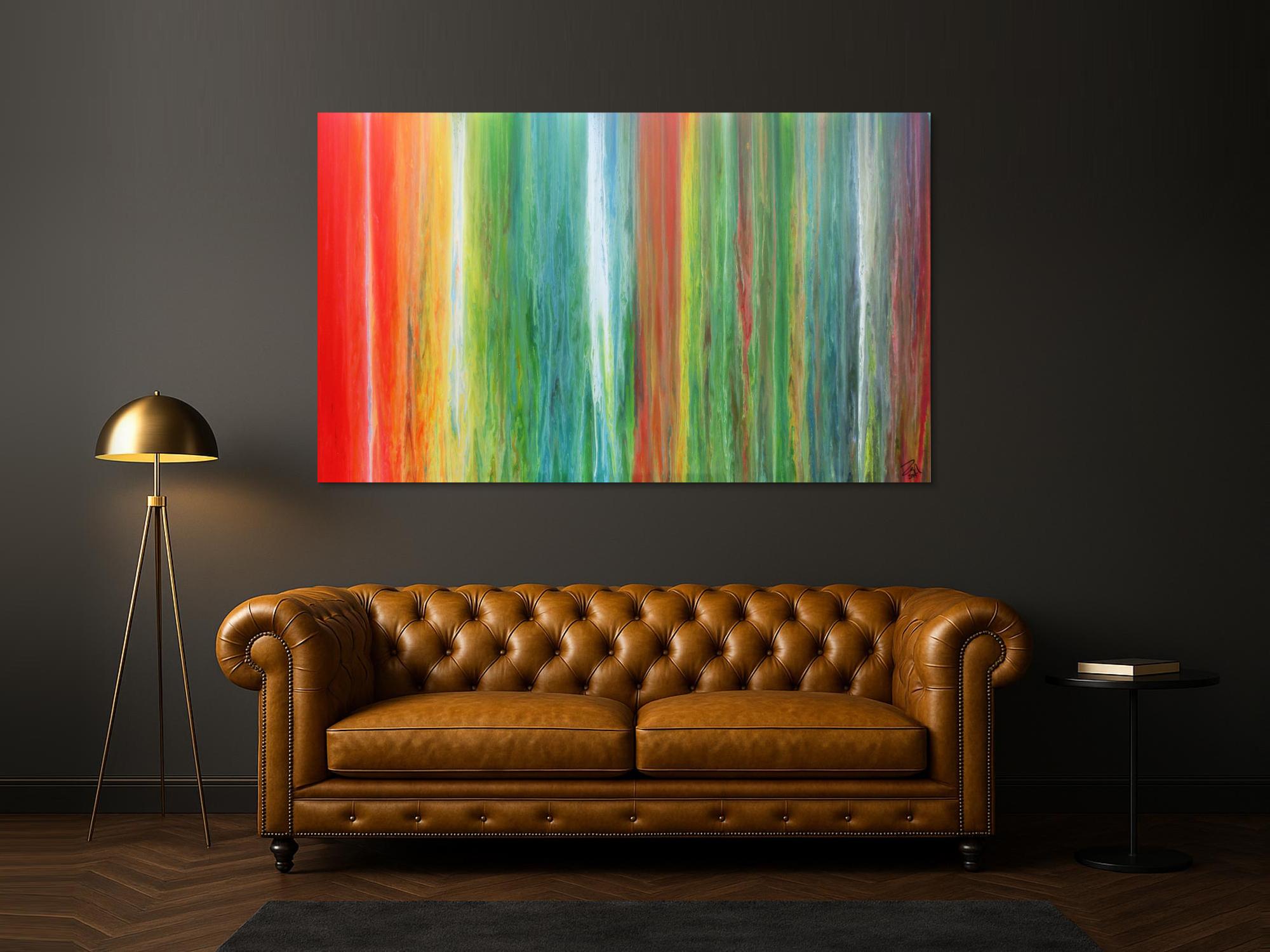 Einzigartiges und abstraktes Acrylbild aus vielen Farben sehr bunt und modern