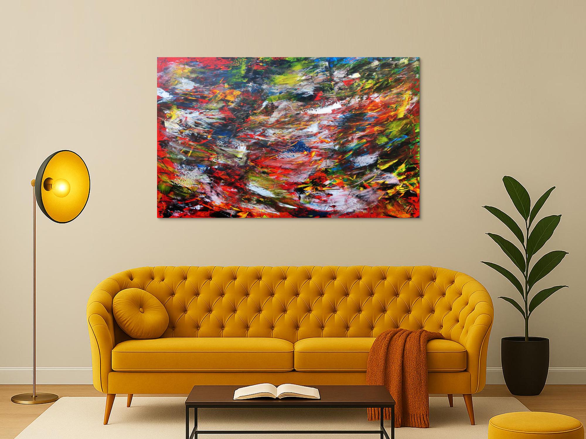 Sehr modernes abstraktes Acrylbild bunt mit vielen Farben