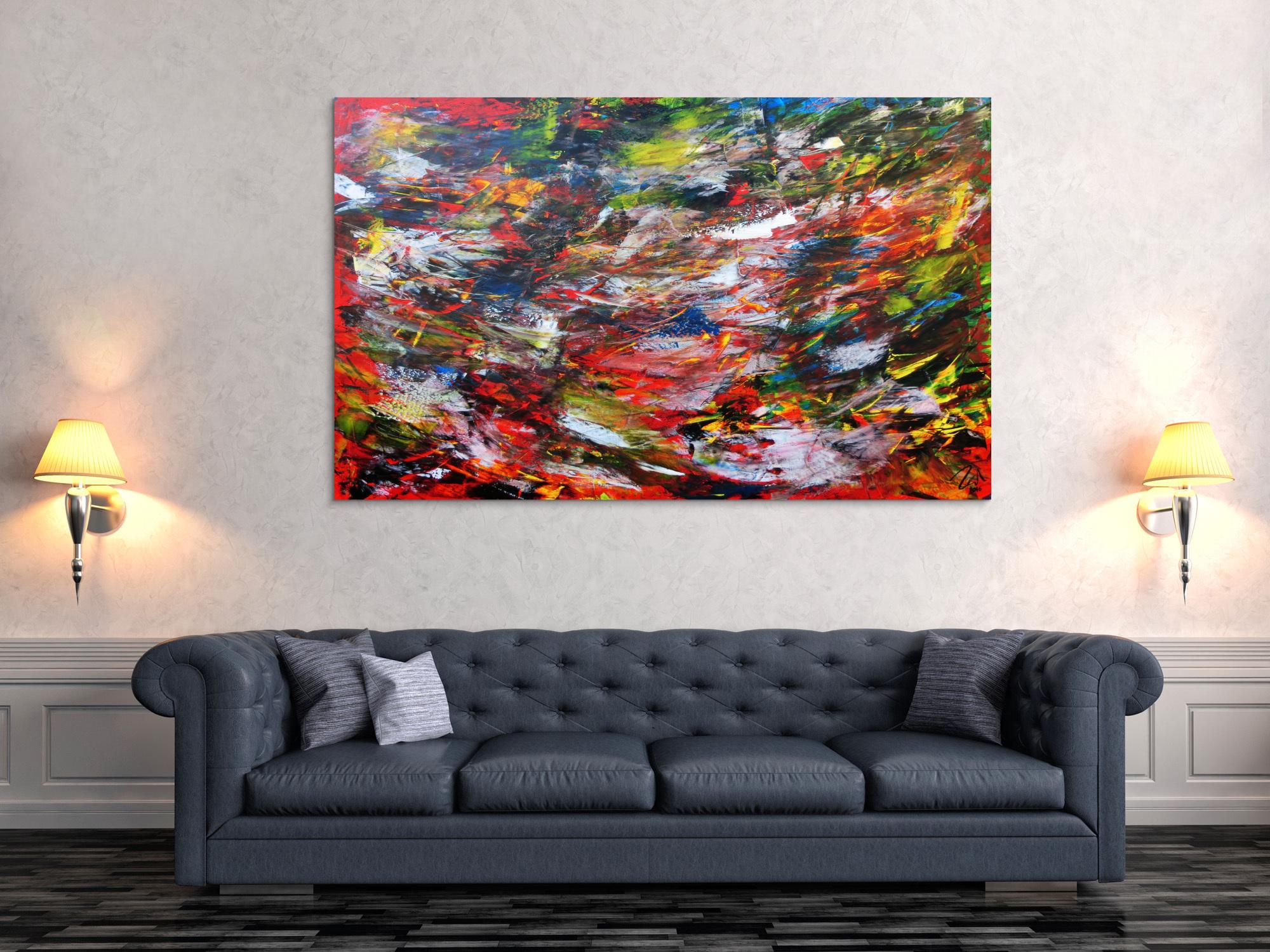 Sehr modernes abstraktes Acrylbild bunt mit vielen Farben