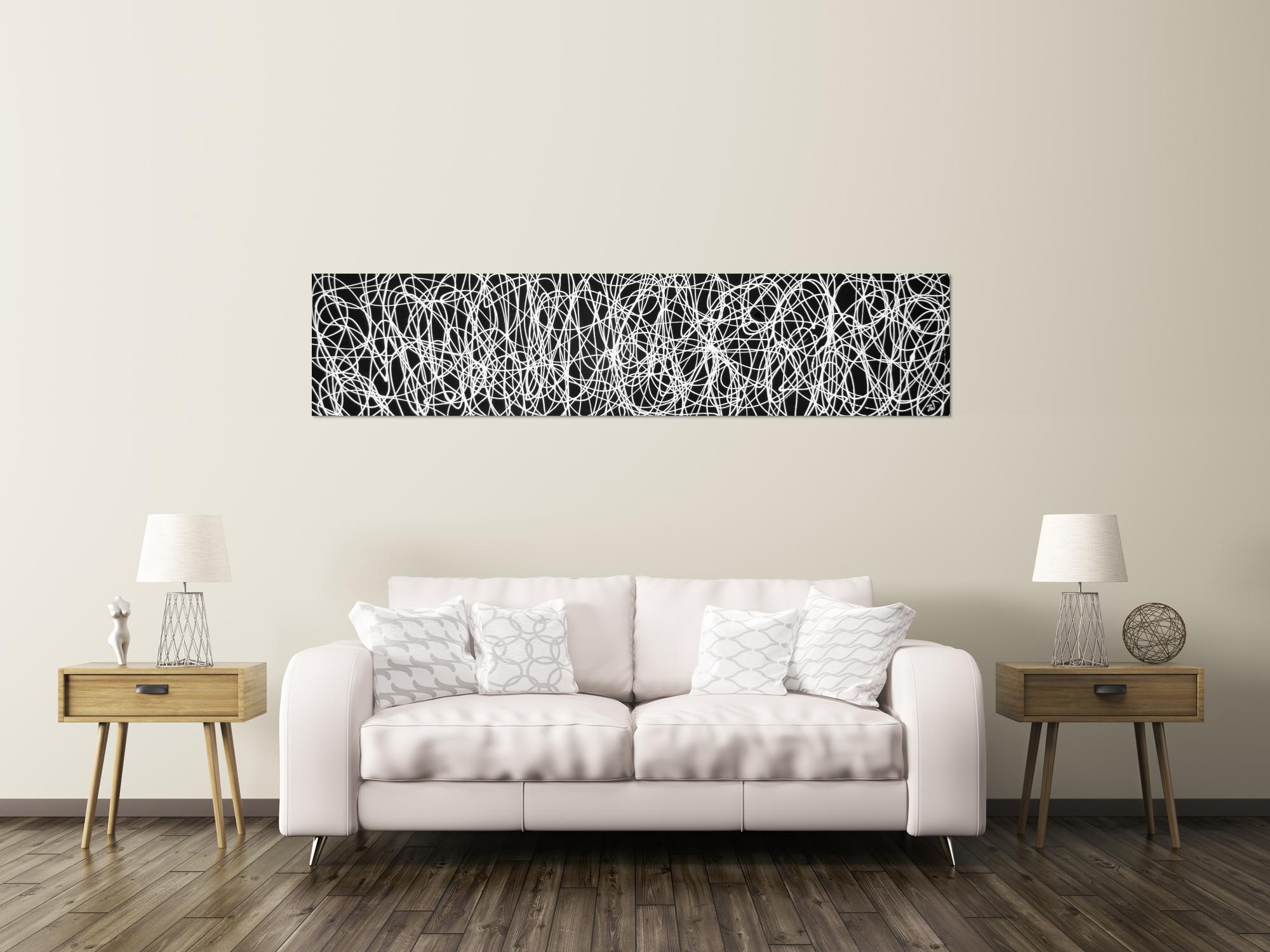 Abstraktes Acrylbild schwarz/weiß
