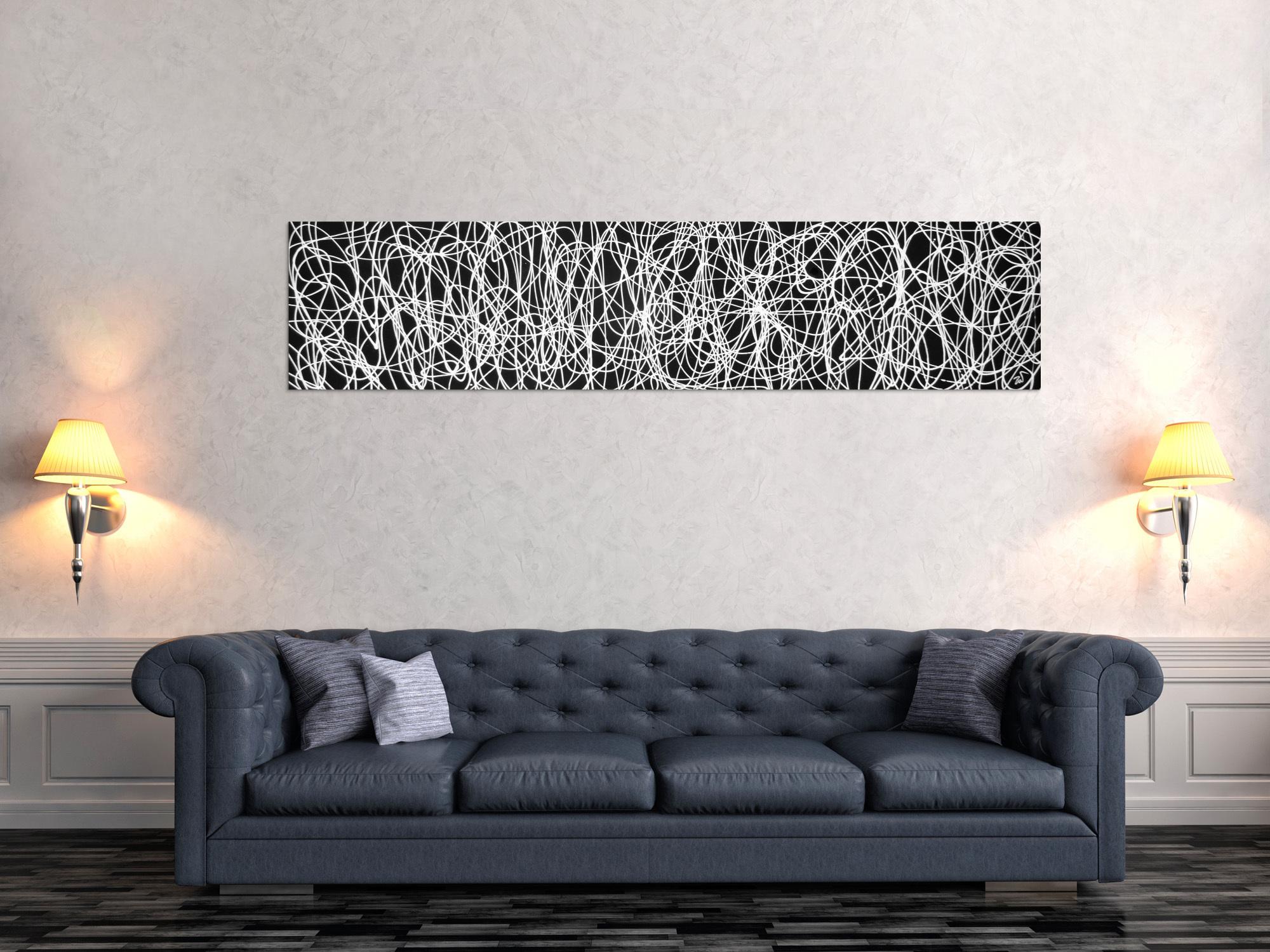 Abstraktes Acrylbild schwarz/weiß