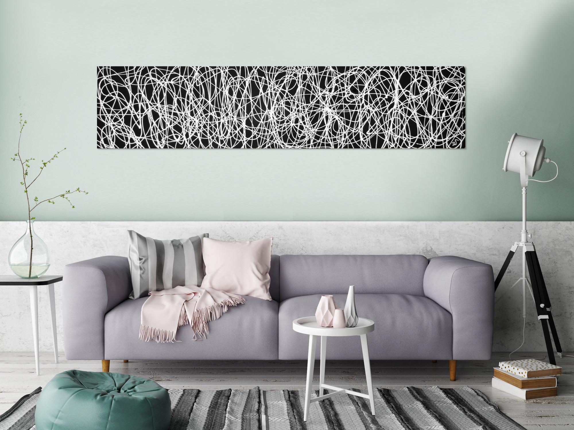Abstraktes Acrylbild schwarz/weiß