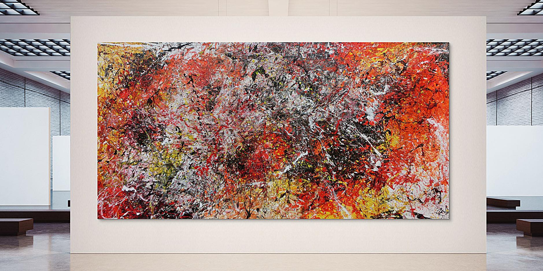 Abstraktes Kunstwerk in Rot und Orange