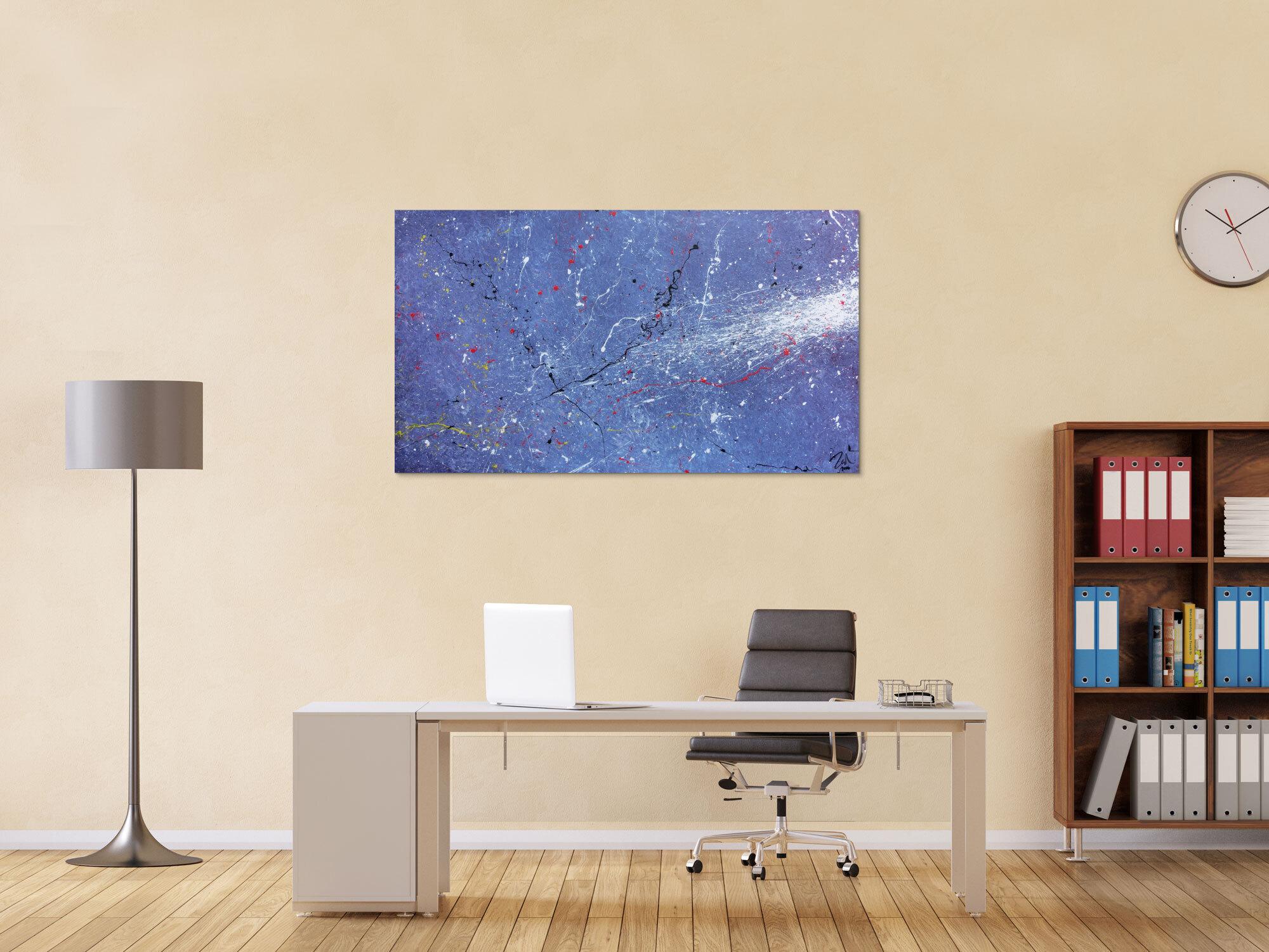 Modernes Acrylbild abstrakt lila blau weiß