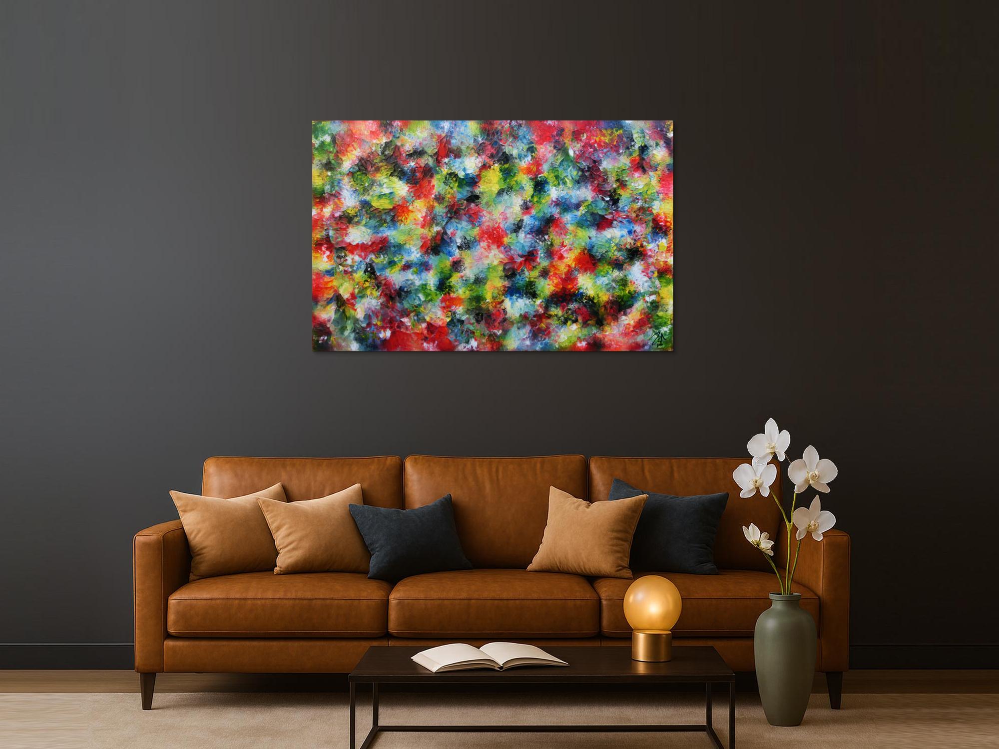 Sehr buntes abstraktes Acrylbild modern mit vielen Farben