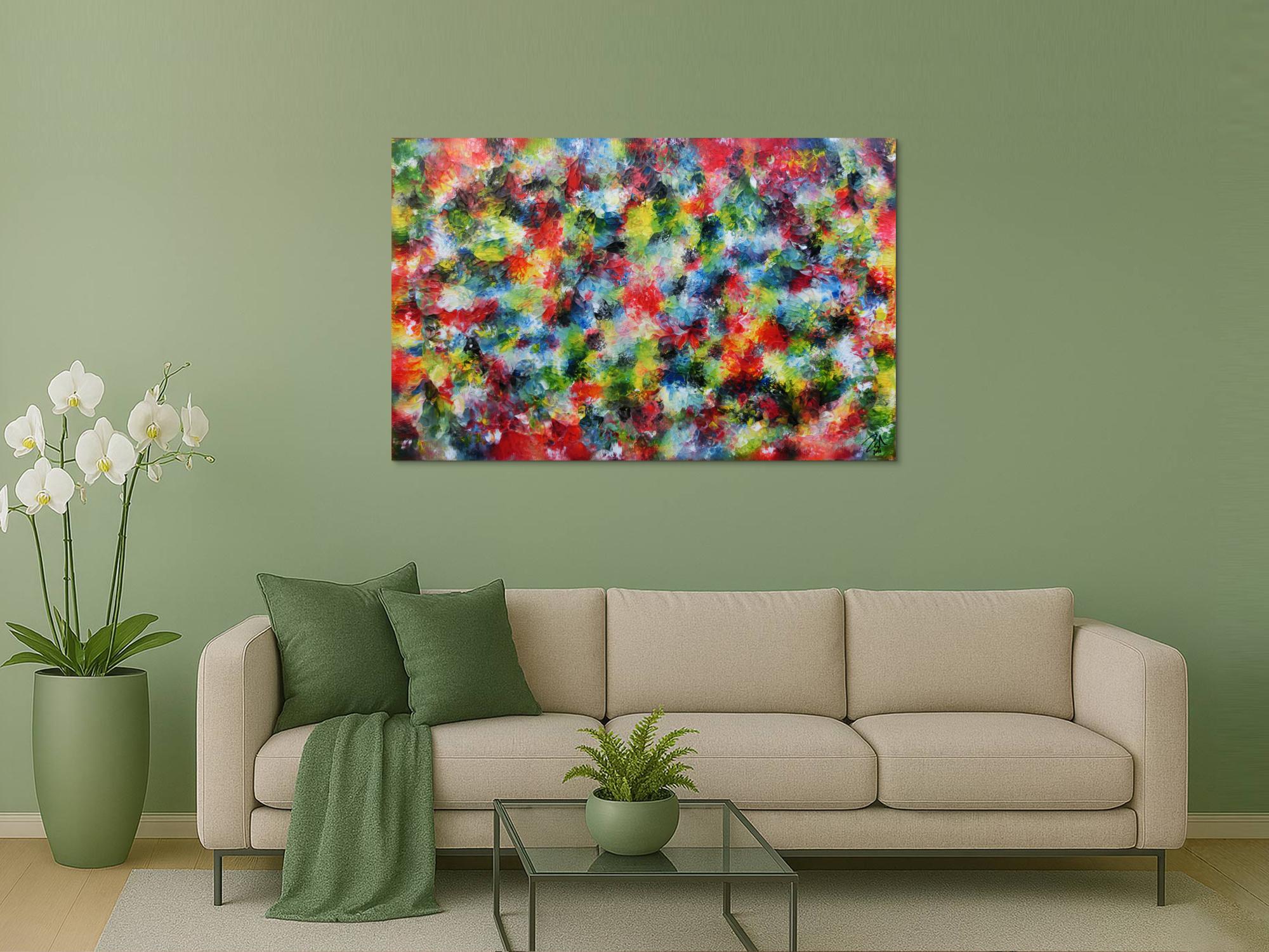 Sehr buntes abstraktes Acrylbild modern mit vielen Farben