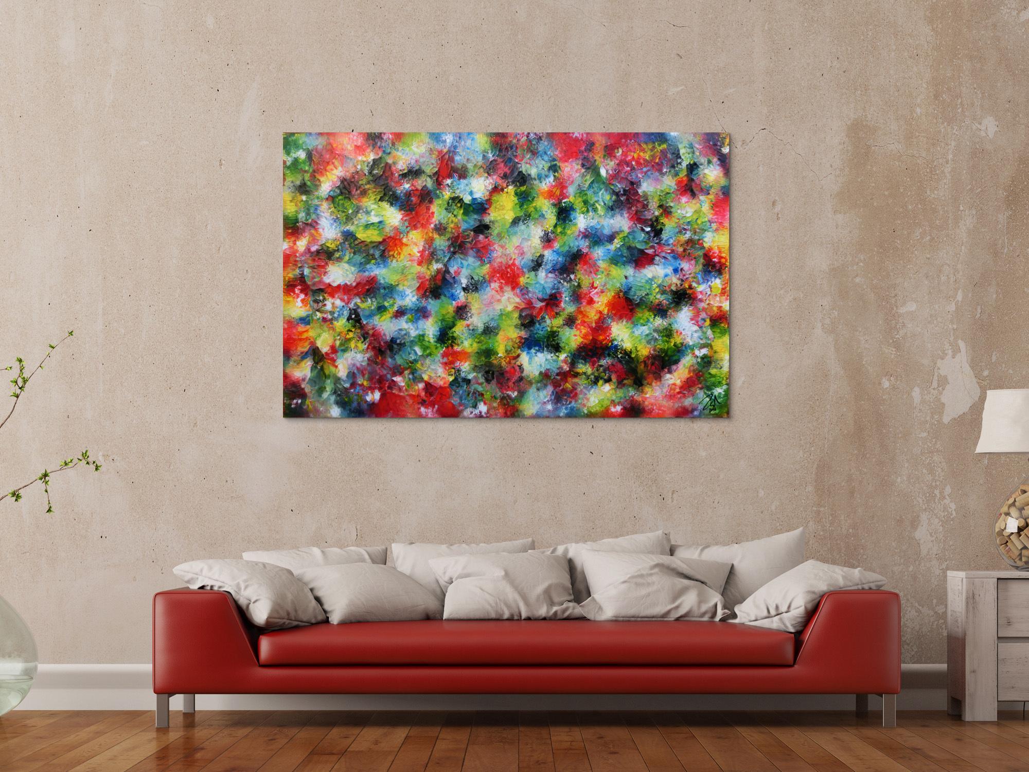 Sehr buntes abstraktes Acrylbild modern mit vielen Farben