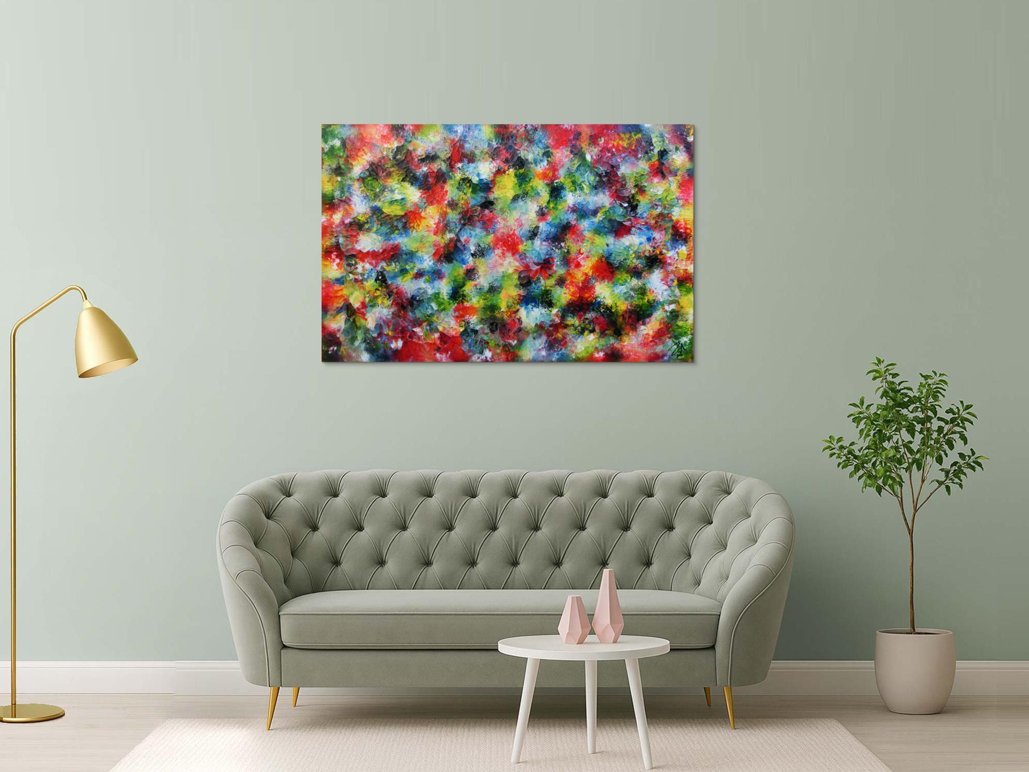 Sehr buntes abstraktes Acrylbild modern mit vielen Farben