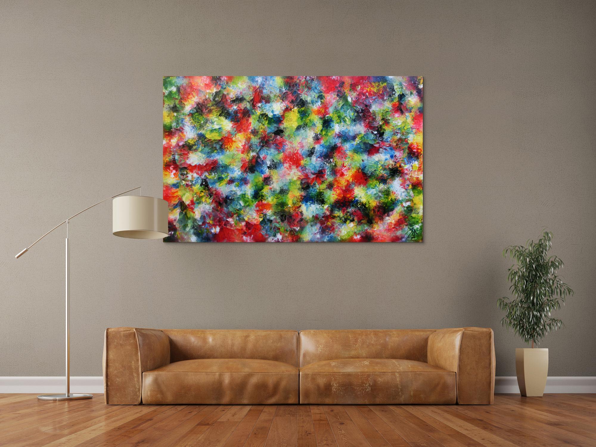 Sehr buntes abstraktes Acrylbild modern mit vielen Farben