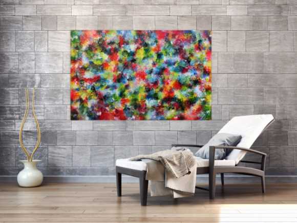 Sehr buntes abstraktes Acrylbild modern mit vielen Farben