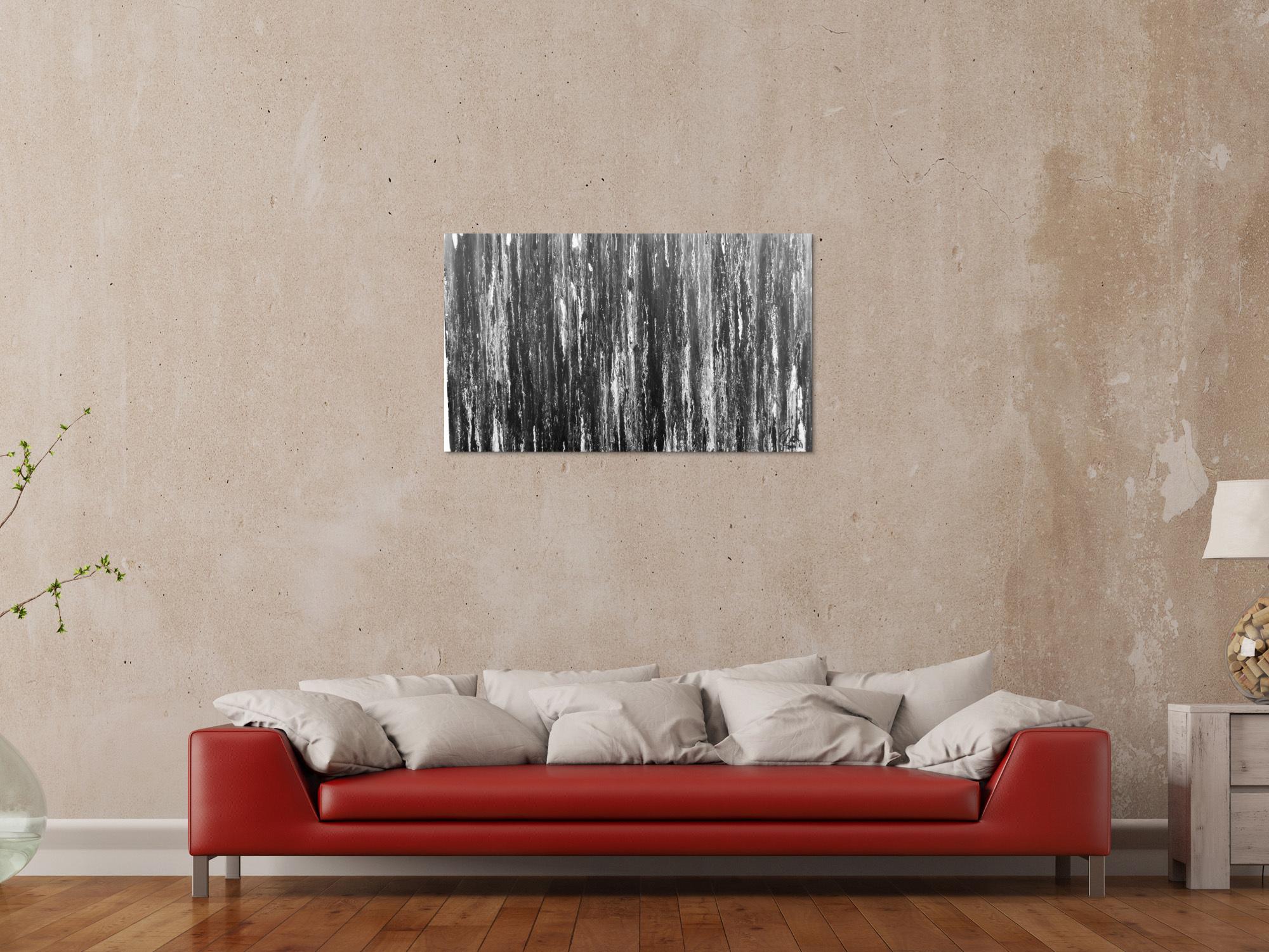 Modernes Acryl Gemälde in schwarz weiß abstrakt und schlicht