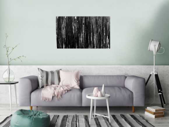 Modernes Acryl Gemälde in schwarz weiß abstrakt und schlicht